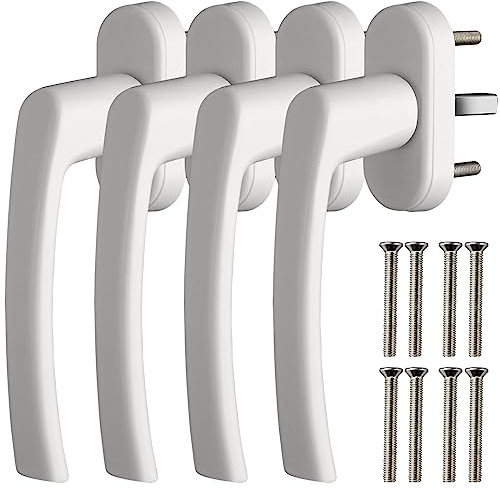 GETLITOOL 4PCS Poignée de Fenêtre Blanche Serrure de Fenêtre en Aluminium sans Clé Poignée de Fenêtre de Sécurité Enfant en Longueur de Tige 35mm pour Porte Fenêtre Porte Balcon Maison