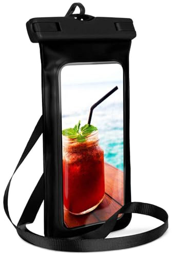 ONEFLOW Beach Bag für OnePlus 8T wasserdichte Hülle mit Touch und Kamera Fenster, Unterwasser Handyhülle zum Reisen, Schwimmen mit Armband und Band zum Umhängen, Schwarz