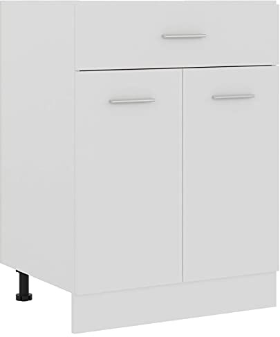Tidyard Skåpskåp, köksskåp, köksmöbler, inbyggt kök, skåp, köksblock, förvaringsskåp, vitt, 60 x 46 x 81,5 cm, trämaterial