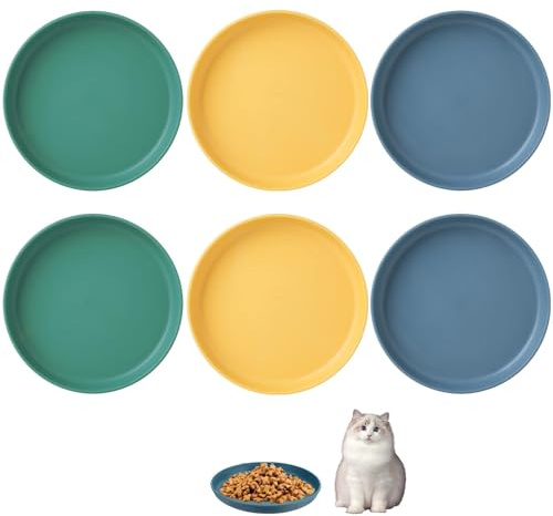 Mystiqut 6 PCS Cat Bowls: Shallow Pet Bowls Kitten Food Bowl Cat Food Dish for Cats Fatigue Free Cat Feeding Bowls for Kittens and Small Animals Flat Cat Bowl