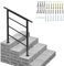 Outopee Adjustable Outdoor Handrail, Wrought Iron Exterior Handrail, Fit 1 to 3 Steps Stair Railing, Transitional Handrail with Installation Kit for Stairs, Garden, House Entrance, Backyard & Balcony