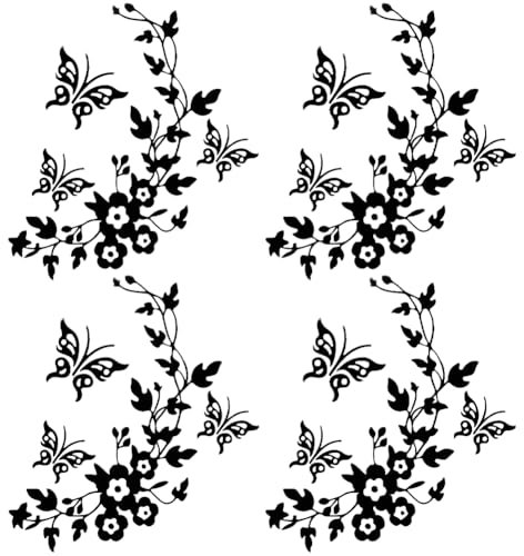 GORGECRAFT 6 ark fjäril bildekal set svart blomma bil dekaler bil backspegel klistermärken dekaler vinyl vattentät klistermärke kvinnor bilklistermärken för bil lastbil SUV väggkonst laptop