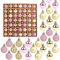 SULOLI Mini Christmas Tree Baubles,49PCS Mini Shatterproof Decorative Hanging Ornaments Balls Christmas Tree Decor(Pink&Gold)