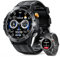 Militär Smartwatch Herren 1ATM Wasserdicht mit Telefonfunktion Anrufe Schrittzähler Blutdruckmessung 1,52 Zoll rundes HD Display Outdoor Uhren Fitness Tracker Fitness Uhr Sportuhr für Android IOS