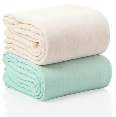 GSrenyu 2 Pack Large Muslin Cloths Muslin Blanket Burp Cloths for Newborn
