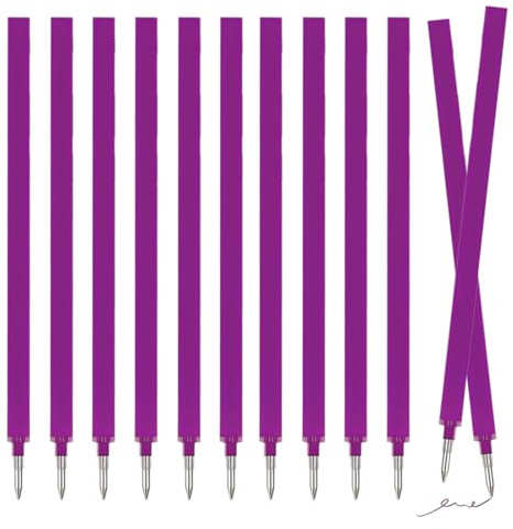 HABNI 12 Pezzi Ricariche Cancellabili Compatibili con Legami, Refill Penne Cancellabili Set con Legami, Facili da Cancellare, Punta Della penna 0,7 mm, Altezza 13 cm,Colore Viola