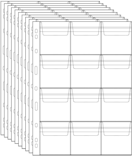 120 fickor myntsidor – 12 rutnät/sida plast mynthållare stämpel valutaskydd mynt insamlingsmaterial 10 ark CS03012