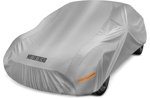 Motor Trend SafeKeeper Heavy Duty Car Cover Waterproof All Weather, Multi-Layered Truck SUV Car Cover for Snow Rain Sun UV Protection, Full Exterior Car Covers for Automobiles (Fits up to 210 Length)