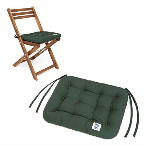 HAVE A SEAT Luxury | sittdyna 40 x 35 cm (2 st) – bekväm sittdyna för fällbara stolar – tvättbar upp till 95 °C, lämplig för torktumlare – Tillverkad i Tyskland (40 x 35 cm – set om 2, mossgrön)