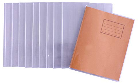 Bright Ideas Clear PVC Book Covers 338mm x 211mm (Flat), 250 Micron, PK10 Covers. Thick and Extra Strong. Easy to Clean and Wipeable Made to Protect School Exercise Books. BI9002