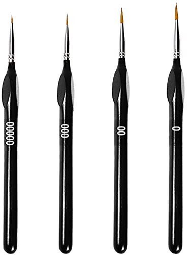 4er Feine Detail Pinsel Set, Kleine Künstlerpinsel Malen nach Zahlen Pinsel für Acryl, Aquarell, Öl, Miniaturen