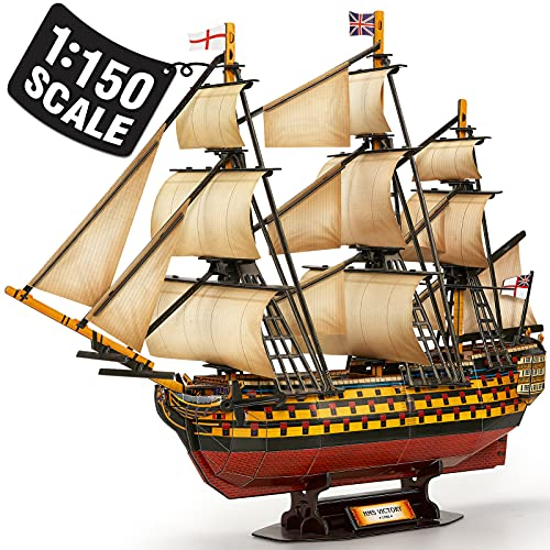 CubicFun 3D Jigsaw Puzzles Large HMS Victory Vessel Ship Sailboat Model Ship Kits for Adults Kids to Bulid - 189 Pieces