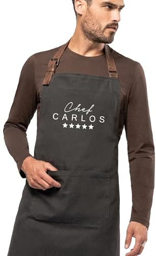 Genérico Delantal Chef Personalizado Vintage Premium con el Nombre Unisex Cocina Adulto