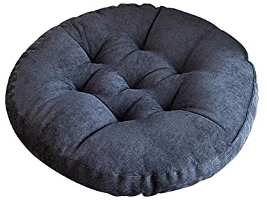 SUCADA Soft Corduroy Seat Pad Armchair Booster Cushion Thick Chair Seat Cushion for Office Couch Dining Garden Bedroom Floor (50 x 50 x 8 cm, Black (Round))