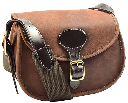 Real Leather Cartridge Bag 90 Capacity Ammo Shell Shooting Pouch Neo Vintage Brown