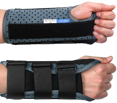 Cokaca Handgelenk Bandagen, Handgelenkbandage Links mit 3 Metall Schiene, Verstellbare Handgelenkstütze Entlastung für Sehnenscheidenentzündung Bandage, Karpaltunnelsyndrom, Arthritis (M, Links)