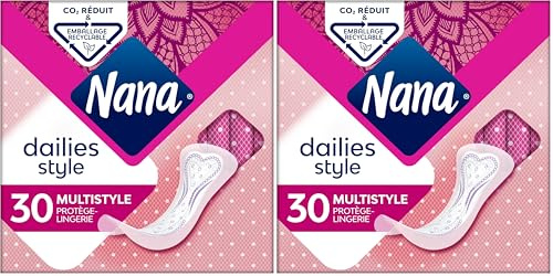 Nana Dailies Style Protège-Lingerie Multistyle - Protège-Slip Fin et Ultra-Absorbant pour Tous Types de Lingerie - 30 en Pochette Individuelle (Lot de 2)