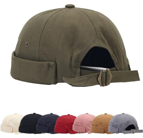 Cotton Docker Cap Herren Verstellbar Seemannsmütze Cap Ohne Schirm Retro Brimless Hat Rolled Herren Dockercap Dockermütze Fischermütze Hafenmütze Cap Mütze
