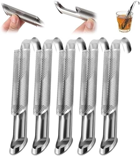 Tea Diffuser Stainless Steel, Creative Stainless Steel Tea Strainer for Loose Tea, Stainless Steel Tea Strainer Fine Holes, Tea Interval Diffuser, Tea Infuser Stick Pipe Handle Tea Filter for Rose,