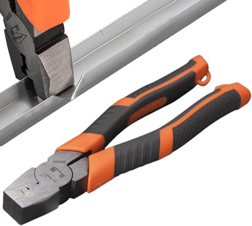 Sghtil Cortador de pernos de metal ajustable – Pinzas para doblar metales con mango de goma | Alicates de electricista con diseño de ángulo recto, pinzas para chapa para reestructuración