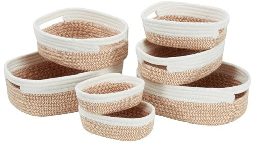 Sagittar Set of 7 Storage Basket Woven Cotton Rope, Hand Knitted Storage Basket for Organising and Storing Clothes or Daily Necessities, for Kids Room Living Room Bathroom