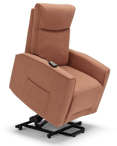 REDÒKASA Poltrona relax elettrica LONDRA per anziani, 2 motori, 2 ruote posteriori, Kit Optional Batteria, sistema reclinazione e alzapersona, tessuto idrorepellente (Con Kit Batteria, Terra)