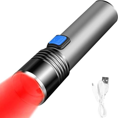 Pelinuar Linterna LED multifunción USB de 670 nm, luz roja profunda, contra el deterioro de la vista, luz roja portátil de mano, especialmente diseñada para actividades nocturnas, impermeable