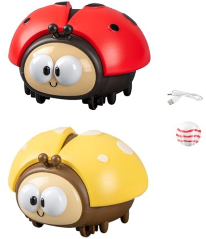 1/2 Set Ladybug Toy Suspendido De Pelota | Juguetes De Bola Flotante De Mariquitas Eléctricas | con Bolas | Cargo USB | Toy De Soplado | Juego Interactivo Seguro | para El Cumpleaños | 2 Colores