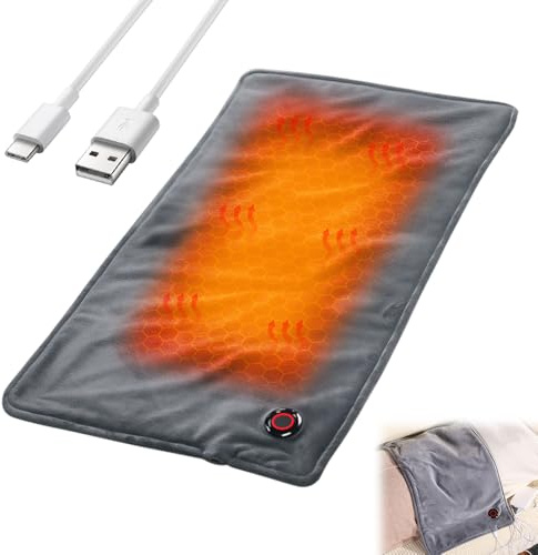 Värmekudde, värmefilt med automatisk avstängning, 30 x 60 cm, värmefilt elektrisk värmefilt med 3 temperaturnivåer och USB-laddning lämplig för att lugna rygg, nacke, axlar och höfter