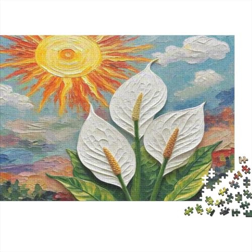 Peace Lily Adult Sunburst Garden SceneJigsaws 1000Pc Recycled Paper for Adults Jigsaw Puzzles Educational Challenge Home Activity Gift Idea 38x26cm/1000pcs