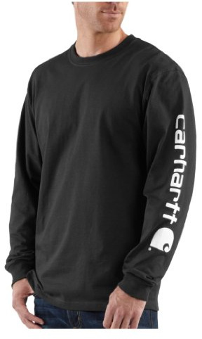 Carhartt Men's Dearborn Loose LS Logo T-Shirt, Black, Large