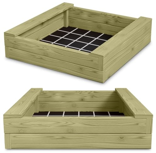 Bac à sable Ours 195 x 195 cm, en 6 x 16 cm 02422, boîte à sable, Buddel en boîte, Box, boîte de jeu de sable de jardin monde Verrou Berger