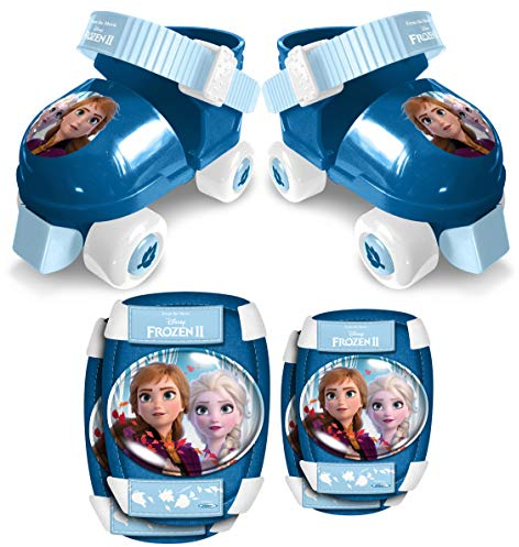 ROLLER SKATES sizes 23/27 + ELLBOGEN und KNIESCHÜTZER FROZEN 2, Blue & White