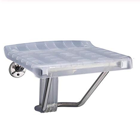 Sgabello da Doccia Pieghevole Trasparente in Acciaio Inox Sgabello da Bagno, Panca per Scarpe, Sedile Ribaltabile Antiscivolo da Parete Sedia per Doccia per Anziani, Disabili