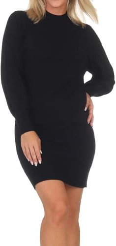 ONLY Femme Robe Tricot Manches Longues, Noir, L