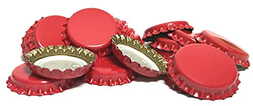 DIAH DO IT AT HOME 100 Pack Red Crown Caps 26mm - Decorative Beer Bottle Caps for DIY Homebrew, Fruit Cider & Radler - Airtight Sealing Crowns for Standard Glass Bottles (Set of 100)