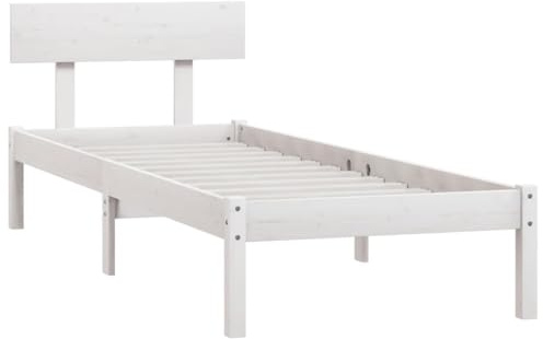 vidaXL Massivholzbett Bettgestell mit Lattenrost Bett Holzbett Bettrahmen Einzelbett Schlafzimmerbett Schlafzimmermöbel Weiß Kiefer 100x200cm