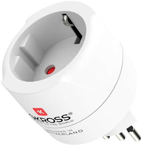 SKROSS - 1.500272 - Reiseadapter Europa (Schuko) auf Schweiz - Italien - Brasilien, Spannung und Leistung 100V - 1000W / 250V - 2500W