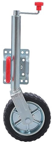 KATSU Jockey Wheel 48mm with 10 Solid Rubber Tyre 900kg Loading Capacity with Bracket Heavy Duty Car Trailer Caravan Couplings Galvanized Steel Top Wind Jockey Wheel