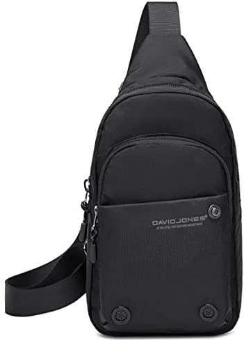 David Jones - Bolso Bandolera Hombre - Bolso Cruzado Nailon - Bolso Piloto - Negro 2