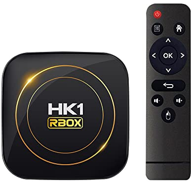 Boîtier TV Android 12.0, HK1 RBOX 4 Go de RAM, 64 Go de ROM, H618 Quad-Core 64 bits, compatible WiFi6 Dual 2,4 G/5,8 GHz Ethernet BT4.2 4K 6K HDR10+ Lecteur Smart Home Ultra HD