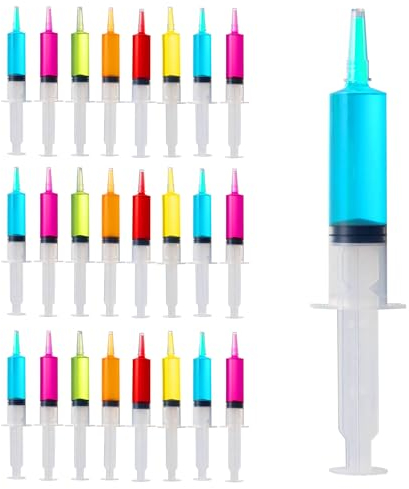 THE TWIDDLERS - 25 Jeringas Grandes para Chupitos de 60 ml, Vasos Reutilizables para Chupitos Dobles de Cócteles de Gelatina, 18 cm / 7 - Fiestas, Cumpleaños - Apto para Alimentos