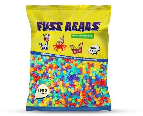 Benny Beads 1500st Strykpärlor, 5mm Midi Storlek, Kreativa Tillbehör för DIY-projekt, Fuse Beads för Barn