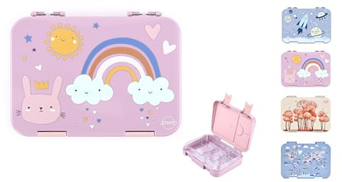 Jenard® Portavivande, Scatola Bento, Portavivande, Scatola Vesper per Bambini con Scomparti, A Prova di Perdite, Lavabile in Lavastoviglie, Facile da Usare per Bambini e Senza BPA, 2 Design Diversi