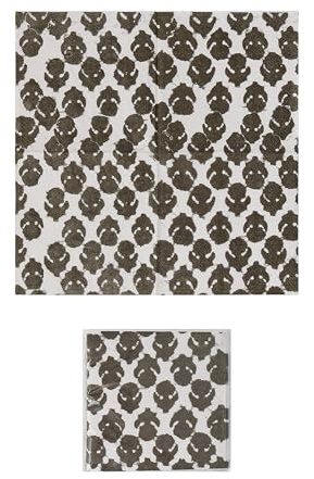 Creative Co-Op Paper Cocktail Napkins with Leaf Pattern Design, Cream and Black, Set of 50