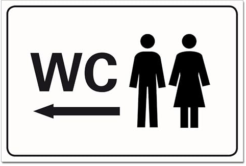 WC Toilettenschild Pfeil Links Orientierung Hinweisschild PVC 300 x 200 x 3 Vorgebohrt