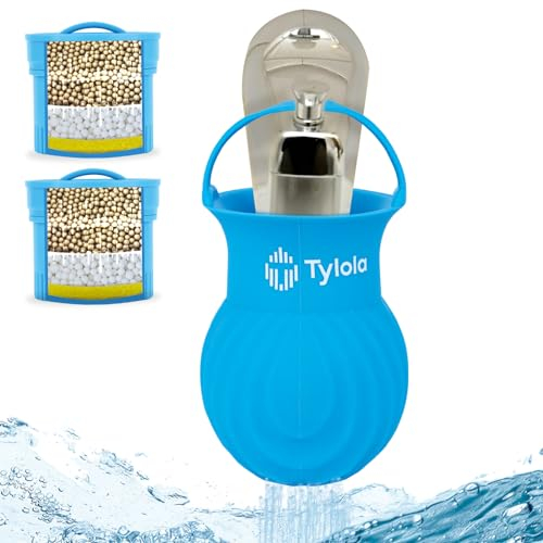 Hard Water Bath Tap Filter – Reduces Chlorine, Limescale, Heavy Metals – Tylola Series 1 with KDF55 High-Density Filter Media – Soothes Sensitive Skin & Improves Hair Feel – 1 Bath Ball + 2 Cartridges
