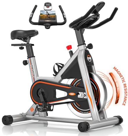 Neues Heimtrainer Fahrrad mit Magnetischem Widerstand, DMASUN Hometrainer Fahrrad mit Weichem Sitzkissen, Widerstand Stufenlos Einstellbar, Ergometer Heimtrainer Schweres Schwungrad, 160kg Belastbar