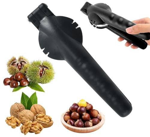 Xiujuers Taglia Castagne, Castagno Clip, Inossidabile Pinza Taglia Castagne, Schiaccia Castagne, Tagliacastagne, Taglia Castagne Pinza, Multifunzione Pela Castagne, Adatto per Castagne, Noci (Nero)