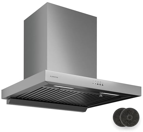 Klarstein AeroClean Cooker Hood - 60cm Wall-Mounted Extractor, 721 m³/h Boost, A++ Energy, LED Lighting 3800-4200 K, Quiet 52 dB, Stainless Steel, Push Button Control